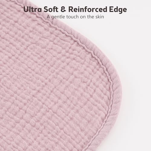 Bearmoss 10 Pack Muslin Burp Cloths, Soft Absorbent Baby Burping Cloths for Unisex Boys and Girls, Newborn Essentials Large Extra Washcloths, 20x10 inches (Pink Purple)