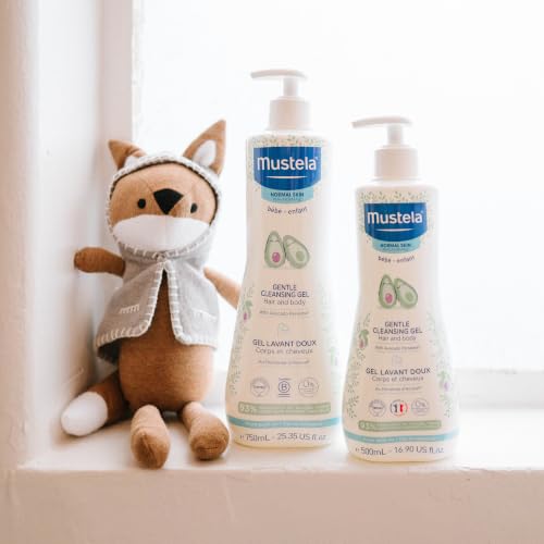 Mustela Gentle Cleansing Gel - Baby Wash for Delicate Skin and Hair - Newborn-Safe Cleanser - Crafted with Natural Avocado Perseose - Various Sizes - 25.35 fl. oz.