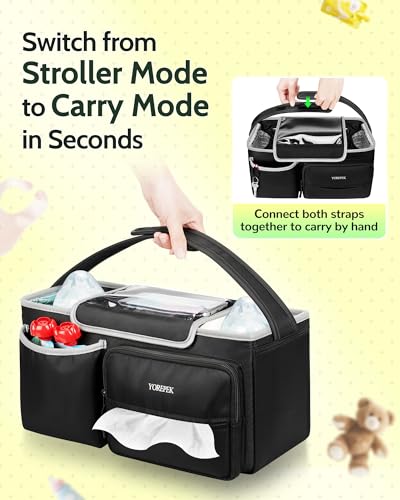 YOREPEK Large Stroller Caddy for Baby Accessories Fits UPPAbaby Vista/Cruz