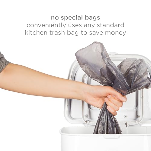 Ubbi Adult Diaper Pail, 13-Gallon Stainless Steel Incontinence Disposal Bin, Odor Locking Trash Can for Adult Diapers, Elderly Care & Caregivers, No Special Bags Required, White