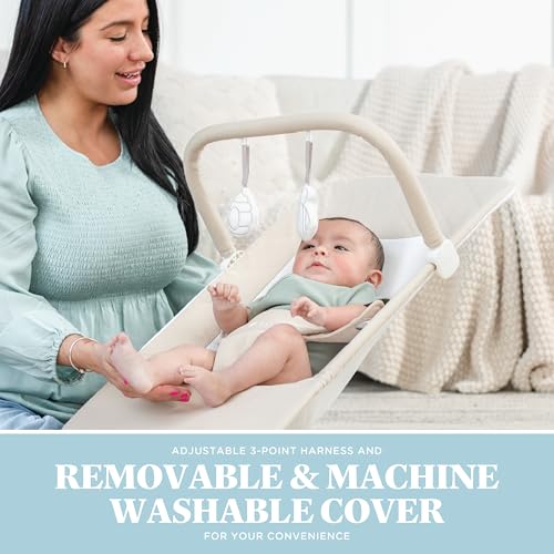 Baby Delight Alpine Deluxe Portable Bouncer, Infant, 0-6 Months, 100% GOTS Certified Cotton Fabrics, Organic Oat