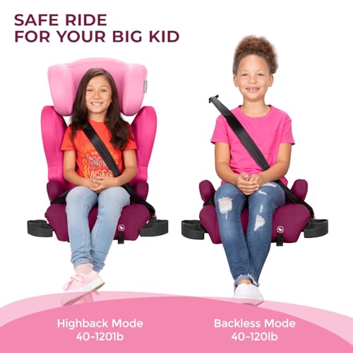 Diono Cambria LE, 2-in-1 Belt Positioning Booster Seat,Backless and High-Back Booster seat for Children from 40—120 lb,17" Wide,6 Headrest Positions,Lightweight with Latch,Pink