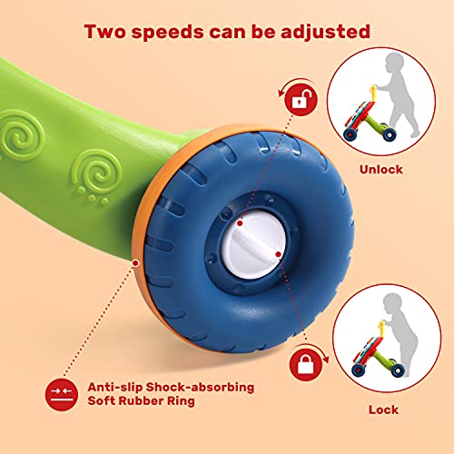 CUTE STONE Sit to Stand Learning Walker, 2 in 1 Baby Push Walker, Early Educational Child Activity Center, Multifunctional Removable Play Panel, Baby Music Learning Toy Gift for Infant Boys Girls