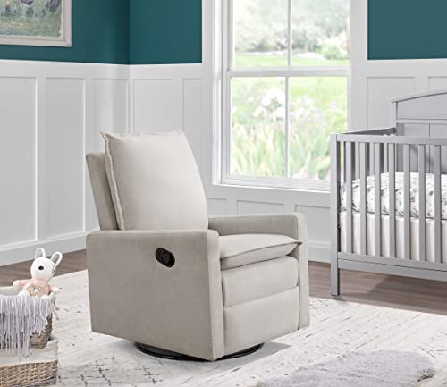 Oxford Baby Uptown Upholstered Glider Recliner Rocking Chair 360° Swivel for Nursery and Living Room - Sand