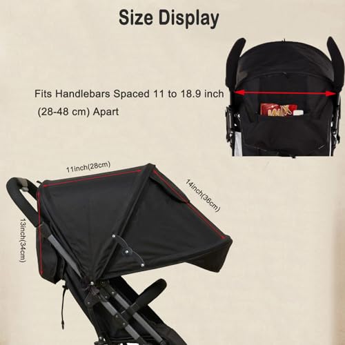 Universal Stroller Canopy Stroller Replacement Parts Shade Umbrella Stroller Canopy with Attachment Retractable Pram Sun Shade with Mesh Window Storage Pocket Adjustable