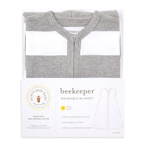 Burt's Bees Baby Beekeeper Wearable Blanket Winter, Organic Cotton Swaddle 0.5 or 1.5 TOG, Baby Infant Wearable Blanket & Essentials Shower Gift