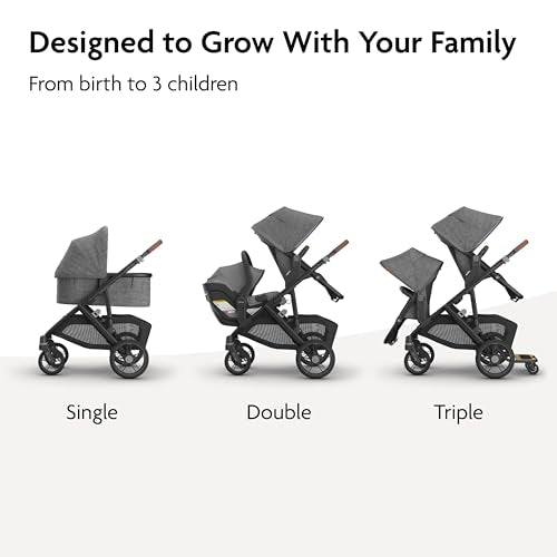 UPPAbaby Vista V3 Convertible Single-to-Double Stroller for Baby & Toddler, 30+ Configurations, Car Seat Compatible, All-Wheel Suspension, XL Basket – Jake (Charcoal/Carbon Frame)