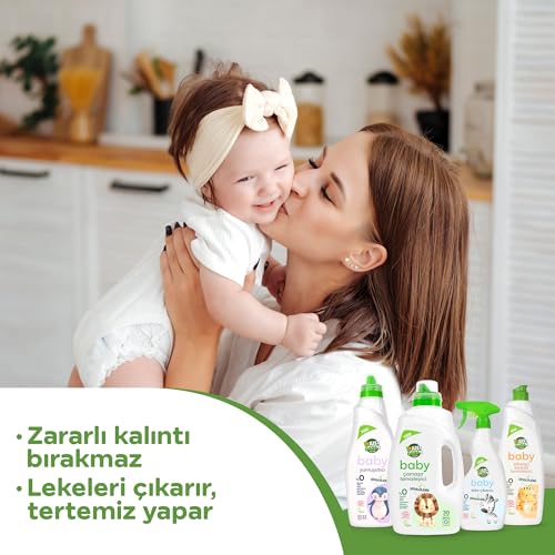 JUST GREEN ORGANIC Baby Liquid Laundry Detergent, Plant-Based Laundry Soap Newborn & Infant Clothes, Hypoallergenic, Fragrance-Free, EcoCert Certified, 30 Washes, 50.7 fl oz (1500 ml)