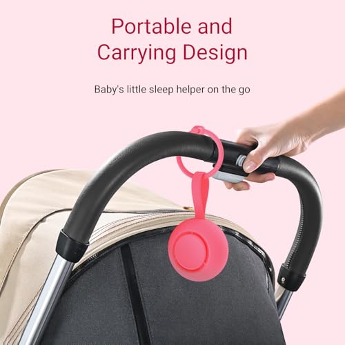 Jaroco Portable Baby Sound Machine [White Noise for Babies Kids Adults][Sleep Soother][12 Soothing Sounds] 15 Hours Battery Life, Registry Gift,Shower,Clips on Baby Stroller Rose