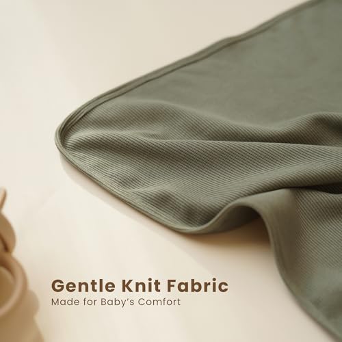 Konssy Ribbed Knit Baby Blankets 2 Pack, Stretchy Lightweight Swaddle Blanket for Boys & Girls, Soft Cozy Receiving Wrap for Newborns, Infants, & Toddlers, 33x42 Inch
