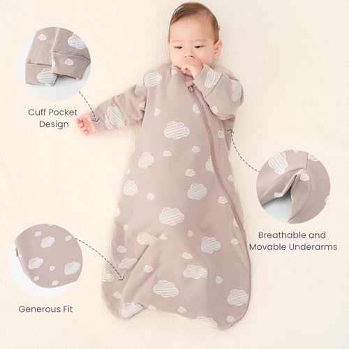 kaiya baby Unisex Sleeping Bag for Babies and Toddlers 1.0 Tog Sleep Sack 6-18 Months, Baby Sleep Sack, Newborn Sleep Sack, Wearable Blanket Baby, One Piece with Sleeves, Gifts for Baby, Pink Sky