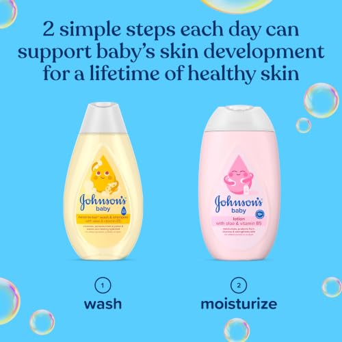 Johnson's Baby First Touch Baby Essentials Gift Set with Body Wash & Shampoo, Body Lotion, & Zinc Oxide Diaper Rash Paste for Baby's Delicate Skin, Hypoallergenic, No Added Parabens or Dyes, 3 Items