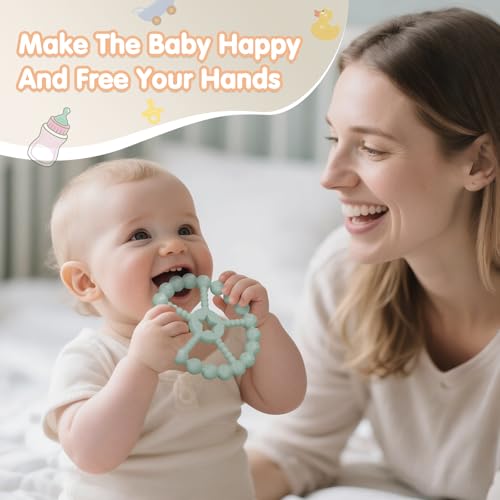 Baby Teething Toys 3-12 Months - Loviomad 3 Pack Ring Teether Baby Toys, Newborn Infant Essentials, Food Grade Silicone Teething Toys for Babies 6-12 Months, Shower Gifts Teething Relief (Girl/Boy)