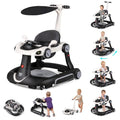 BABY JOY 7-in-1 Baby Walker, Foldable Baby Walker and Bouncer Combo with Handle, Adjustable Height & Speed, Music, Lights, Rocker/Push Mode, Baby Walker with Wheels for Boys Girls 7-18 Months (White)