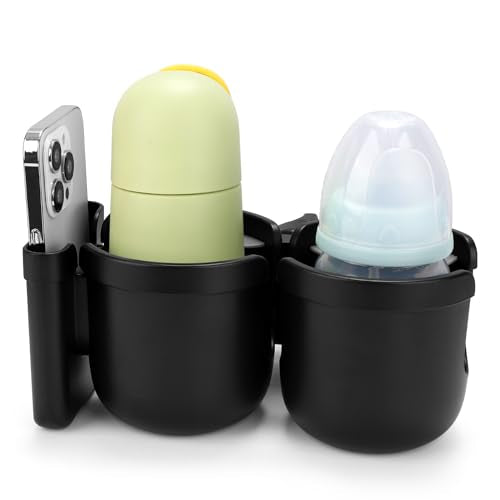 Accmor Stroller Cup Holder with Phone Holder, Bike Cup Holder, Universal Cup Holder for Uppababy Nuna Doona Strollers, 2-in-1 Cup Holder for Walker, Wheelchair, Scooter