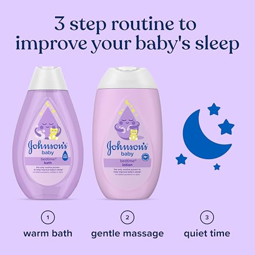 Johnson's Moisturizing Bedtime Baby Lotion with Coconut Oil & NaturalCalm Aromas to Help Relax Baby, Hypoallergenic & Free of Parabens, Phthalates & Dyes, Mild Baby Skin Care, 13.6 fl. oz
