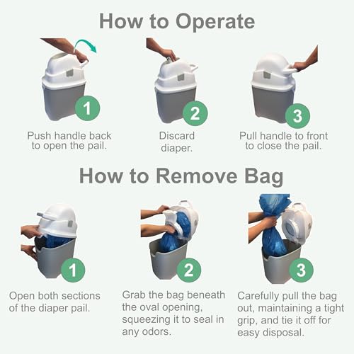 Foundations Mini Diaper Pail with Airtight Lid, Durable & Odorless Diaper Disposal, Large Capacity, Holds up to 30 Newborn Diapers, Refill with Any Bags, Baby Registry Gift - Green