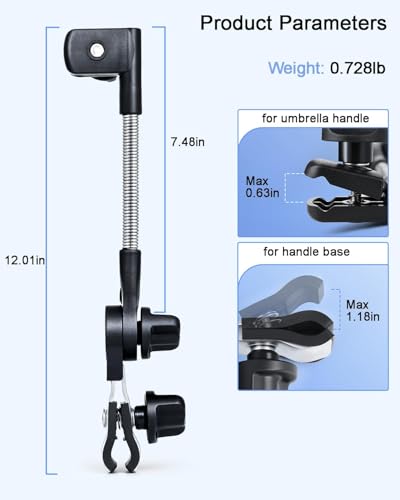 nediea Umbrella Holder for Stroller, Baby Stroller Umbrella Attachment, Umbrellas Connector Clip to Handlebar, 360 Degree Adjustable Universal Clamp for Golf Cart,Wheelchair, Beach Chair,Fishing