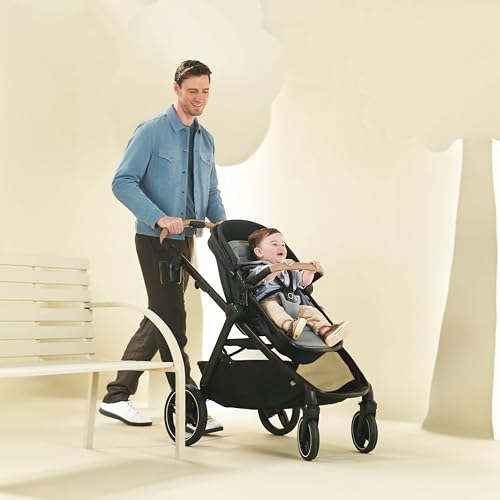 Maxi-Cosi Zelia Pro 5-in-1 Travel System with Mico Pro Infant Car Seat and Baby Stroller Combo, Reversible Seat, Large Wheels, Adjustable Handle, Newborn to Toddler, Lightweight, Caspian Caviar