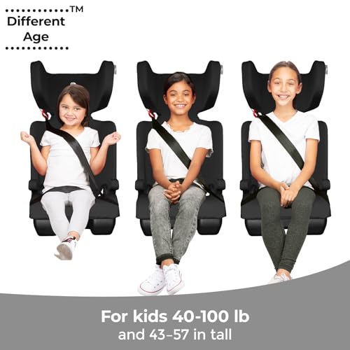 Diono Airi Lightweight High Back Booster Seat, Foldable Travel Friendly, Slim 3-Across Fit, 40–100 lbs/43–57 in, Frontal Impact Protection, Black