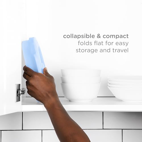 Ubbi 3-in-1 Collapsible Microwave Wash Bin, Baby Bottle Sterilizer & Veggie Steamer, Reusable Silicone Steam Bag for Travel or Home Use, Fits Up to 5 Baby Bottles, Dishwasher Safe, Blue