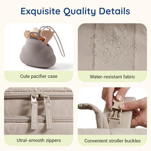 mommore Diaper Bag Backpack, Baby Bag with Waterproof Changing Pad and Stroller Straps for Toddler, Diaper Backpack for Mom Dads with Insulated Pockets & Pacifier Case, Baby Essential, Brown