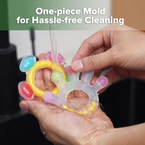 Haakaa Silicone Teether Combo, Baby Freezer Teething Toys for Sore Gums, Easy-Grip Sensory Teethers for 3M+ Babies, Palm & Ferris Wheel Shapes, BPA Free, 2 Pack