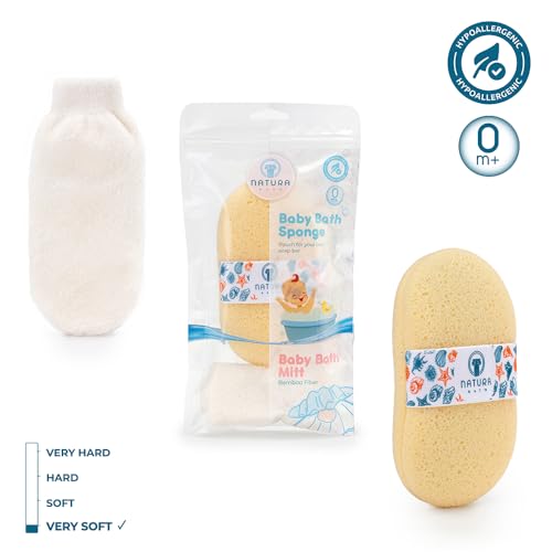 Hypoallergenic Natural Baby Sponge & Wash Cloth Set for Bath — Ultra-Soft, Gentle, Safe for Newborns, Infants & Sensitive Skin