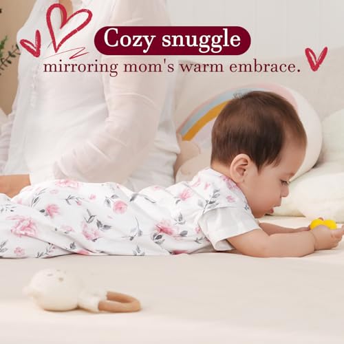 david's kids 3 Pack 100% Organic Cotton Baby Sleep Sack 6-12 Months, Ultra Soft Baby Wearable Blankets with 2-Way Zipper, Comfy Sleeping Bags for Infant Newborn Boys Girls Neutral, Medium Size, Floral