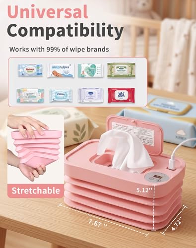 Portable Collapsible Wipes Warmer,Travel USB Wipe Heater,3 Temperature