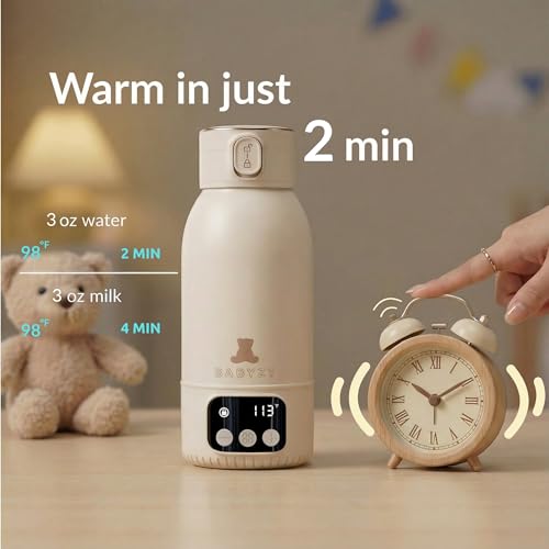 Portable Bottle Warmer 17oz – Baby Bottle Warmer for Breast Milk & Formula, Fast Heating with Smart Temperature Control, Long Battery Life, Cordless for Travel, Car & Outdoor Baby Feeding