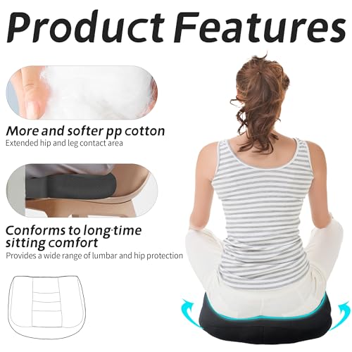 runfider Car Booster Thick Height Adjustable Seat Cushion with Breathable Mesh Cover, Portable Seat Cushion for Driving, Office Chairs Wheelchairs Trucks SUV's and Home Use Black