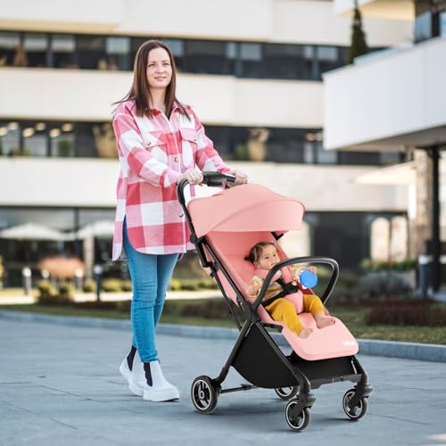 INFANS Ultra-Compact Fold Airplane Ready Travel Stroller, One-Hand Gravity Fold Near Flat Recline Seat, Foldable Toddler Stroller for Infant 6-36 Month