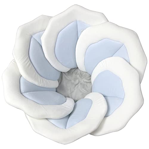 TOFOAN Baby Bath Pad for Infant Bathtub Sink Flower Mat Tub Little Lotus - Petal Soft Supports Lounger Newborn Bathing Insert Seat Baby Essentials - Baby Gifts - 31" (Blue)