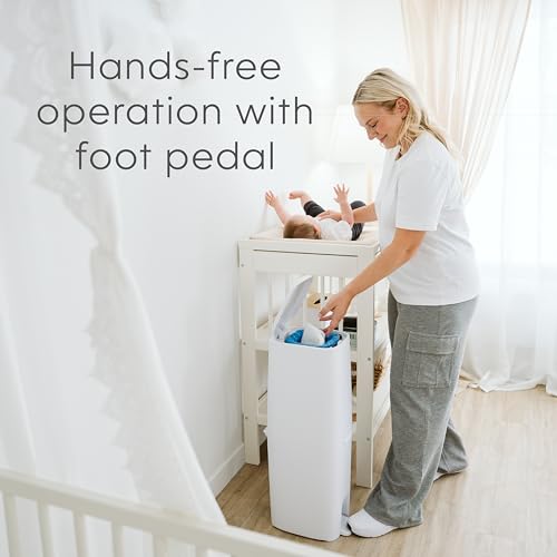 Diaper Genie Premier Diaper Pail Gift Set | Hands-Free Odor Control with Foot Pedal | High-Capacity Diaper Trash Can | Includes 2 Jumbo+ Refills (Holding up to 2,160 Newborn Diapers)