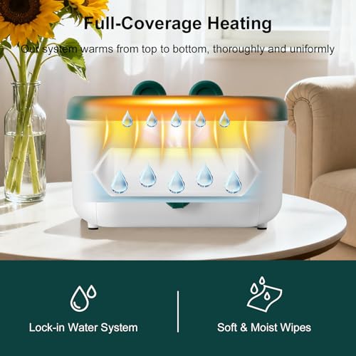 Baby Wipe Warmer, Large Capacity Diaper Wipe Warmer with Night Light, Auto Temperature Control, Keeps Baby Wipes Warm and Moist for Newborn Nighttime Changes