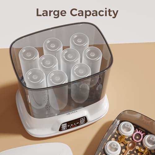 HEYAXA Baby Bottle Steri-lizer and Dryer, 10 Bottles Large Capacity, 4 in 1 Electric Steamer and Dryer for All Bottles, Parts & Baby Essentials, Touch Screen and Auto-Off