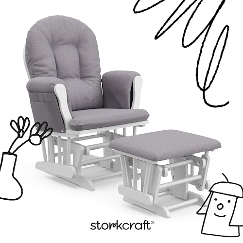 Storkcraft Premium Hoop Glider & Ottoman (Espresso/Gray Swirl) — GREENGUARD Gold Certified Nursery Glider, Solid Wood Craftsmanship, Smooth-Gliding Nursery Chair and Ottoman, Award-Winning