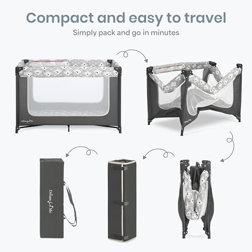 Dream On Me Zodiak Baby Playard, Breathable Mesh Sides, Soft Comfortable Mattress, Quick & Easy to Fold with Travel Carry Bag, Compact Space Saving Design - Gray