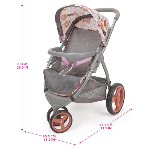 509 Crew: Melange Flora - Mabelle 3-Wheel Doll Jogger Stroller - Accessory for Dolls Up to 24", Large Canopy, Foldable Design, Kids Toy, Ages 3+