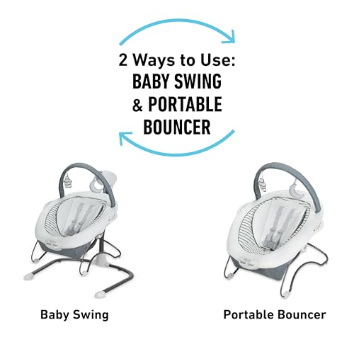 Graco Soothe ’n Sway LX Portable Baby Swing and Baby Bouncer Bouncer, Multi Direction Seat, 2 Speed Vibration, Derby