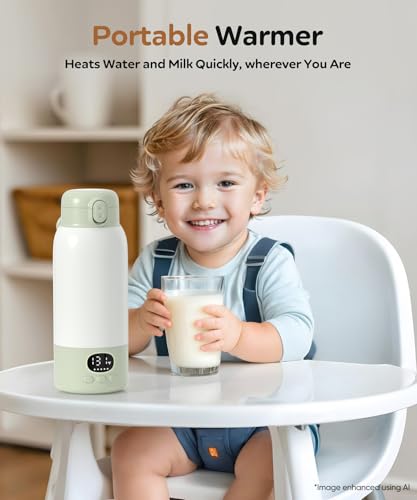 SORUTO Portable Bottle Warmer for Travel, 45W Fast Charging Milk Warmer with 17oz Large Capacity, Fast Heating Breast Milk Warmer, Long Battery Life, Precise Temp Control for Car, Outdoor