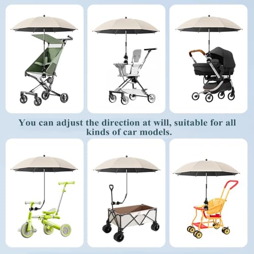 Nakazawa Stroller Umbrella,Umbrella for Stroller,for Sports & Outdoors - Secure Clamp,360-Degree Swivel Adjustable Position for Maximum Sun Protection