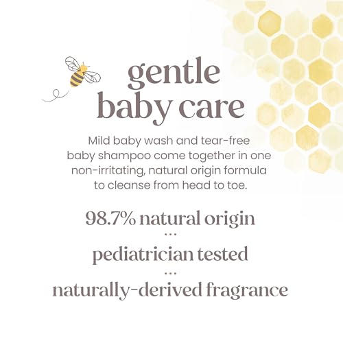 Burt's Bees Baby Shampoo and Baby Wash Refill, Original, Plant-Based Formula, Tear-Free, Pediatrician-Tested, Natural Origin, Gently Cleans Sensitive Skin and Hair, 33.8 Fl Oz