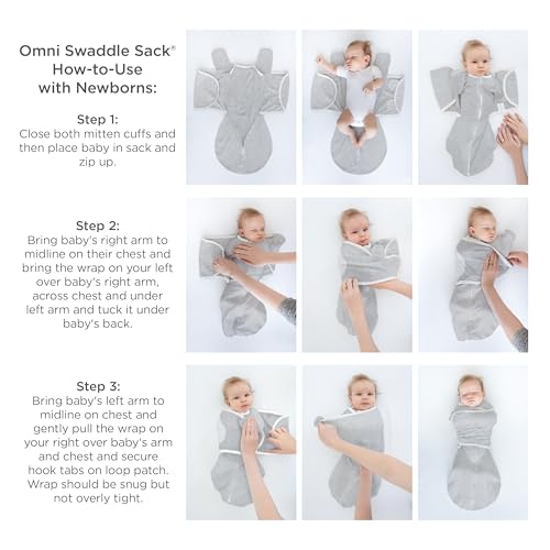 SwaddleDesigns 6-Way Omni Swaddle Sack, Arms Up Swaddle for Newborn, More Options to Calm Startle Reflex, Improves Sleep, Small, 0-3 month, 6-14 lbs, Heathered Gray