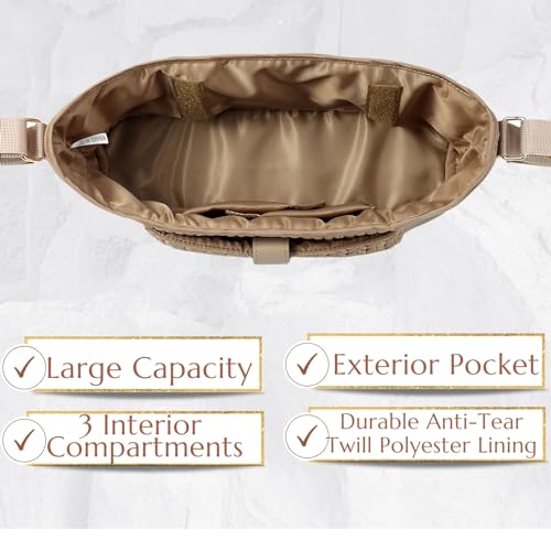 SEWBOO Universal Baby Stroller Organizer,Diaper Caddy Organizer with Adjustable Straps to Fits Nearly Any Strollers (Beige)