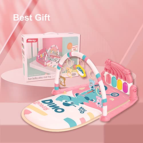 dearlomum Pink Baby Play Mat Activity Gym, Piano for Newborns 0-12M