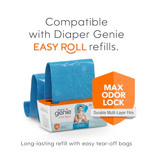 Diaper Genie Signature Gift Set | Includes Easy Roll Refill with 48 Bags | Holds Up to 2256 Newborn Diapers, Plastic