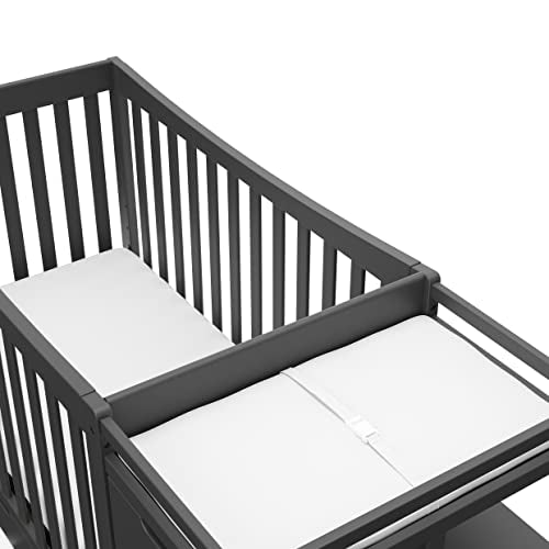 Graco Remi 4-in-1 Convertible Crib & Changer – GREENGUARD Gold Certified, Fits Standard Crib Mattress, Converts to Toddler Bed and Full Bed, 4 Adjustable Mattress Heights (Gray)
