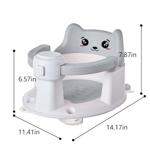 Baby Bath Seat for Babies 6 Months and Up, Non-Slip Bathtub Support Seat for Toddlers, Portable Infant Bath Chair with Strong Suction Cups, Safety Armrest & Cute Bear Backrest